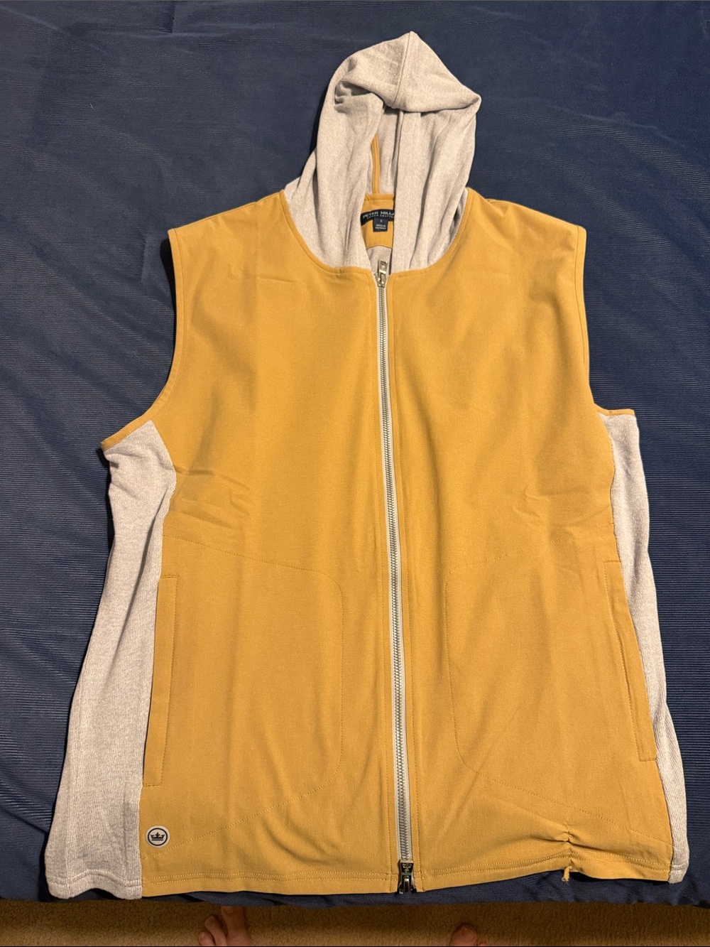 Peter Millar Yellow and Light Gray Hooded Vest